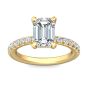 Ladies Two-Tone Hidden Halo Emerald Cut Diamond Engagement Ring 4 Claw Setting Centre Stone Pave Setting Side Stones In -18K Yellow