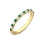 Emerald And Diamond 18K Yellow Gold Wedding Ring Share Prong Setting 