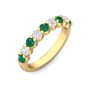 Diamond Emerald Women's Wedding Ring Share Prong Setting In 18K Yellow Gold 