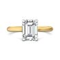 Emerald Cut Solitaire Diamond Engagement Ring With a Tapered Plain Band -18K Yellow