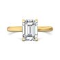 Emerald Cut Solitaire Diamond Engagement Ring With a Tapered Plain Band -18K Yellow