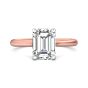 Emerald Cut Solitaire Diamond Engagement Ring With a Tapered Plain Band -18K Rose