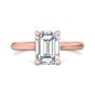 Emerald Cut Solitaire Diamond Engagement Ring With a Tapered Plain Band -18K Rose