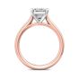 Emerald Cut Solitaire Diamond Engagement Ring With a Tapered Plain Band -18K Rose