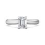 Emerald cut Solitaire 4 Claw Diamond Engagement Ring In a Plain Band -Platinum