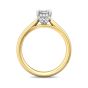 Emerald cut Solitaire 4 Claw Diamond Engagement Ring In a Plain Band -18K Yellow