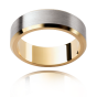 Gents Wedding Band with flat profile and beveled edges.-9K Yellow