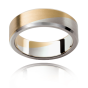 Gents Wedding Band with flat profile and beveled edges.-9K Yellow