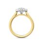 Claw Set Oval Cut Diamond Halo Engagement Ring with Plain Band -18K Yellow