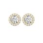 2.60CT Lab Grown Diamond Stud Halo Earrings IGI Certified 4 Prongs Setting Centre Side Stone Pave Setting In 18K Yellow Gold 