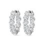 Diamond Hinged Hoop Earrings Scallop Set Diamonds on interior and exterior of the design In 18K White Gold 