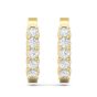 Oval Shape Hinged Hoop Diamond Earrings In And Out Share Prong Setting In 18K Yellow Gold