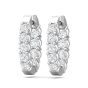 Hoop Diamond Hinged Snap Back Earrings In And Out Share Prong Setting In 18K White Gold 