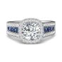 Round Cut Double Claw setting Halo Diamond Engagement Ring -18K White