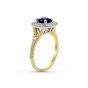 Double Halo Split Band Blue Sapphire Diamond Engagement Ring In 18 Karat White and Yellow Gold