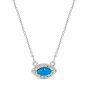 18K White Gold Natural Turquoise Diamond Evil Eye Necklace 