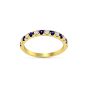 Anniversary Sapphire Diamond Wedding Band Claw Setting In 18K Yellow Gold 