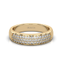 18K Yellow Gold Diamond Anniversary Ring 3 Row Pave Setting 