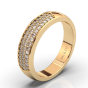 18K Yellow Gold Diamond Anniversary Ring 3 Row Pave Setting 