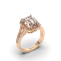 Morganite Diamond Split Band Halo Ring 4CT Emerald Cut Set Set In 18K Rose Gold 