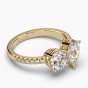 Toi et Moi Pear & Round Cut Diamond Engagement Ring Prong Setting centre Pave Setting Side stone 