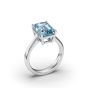 4.50CT Emerald Cut Santa Maria Natural Aquamarine Ring Set in 18K White Gold 