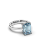 4.50CT Emerald Cut Santa Maria Natural Aquamarine Ring Set in 18K White Gold 