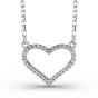 Heart Diamond Necklace Pave Setting In 18K White Gold 