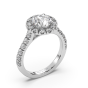 Halo Diamond  Engagement Ring  Pave Setting Set in 18 Karat white Gold 
