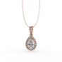 Halo Style Pear Shape Diamond Pendant Pave Setting In 18K Rose Gold