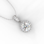 Halo Diamond Pendant Round Cut Pave Setting In 18K White Gold