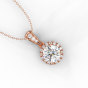 Halo Style Round Cut Diamond Pendant Pave Setting In 18K Rose Gold