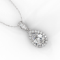 Pear Shape Halo Diamond Pendant Pave Setting In 18K White Gold