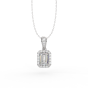 Emerald Cut Halo Diamond Pendant 4 Claw Setting In 18K White Gold 