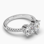 Pear & Round Diamond Two-Stone Engagement Ring Claw Setting Centre Stone Pave Setting Side Stone In18k White Gold 