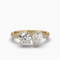 Toi et Moi Pear & Round Cut Diamond Engagement Ring Prong Setting centre Pave Setting Side stone 