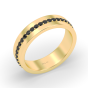 Black Diamond Gents Wedding Band 6.00MM Width Comfort fit Shinny Finish in 18K Yellow Gold 