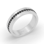 Gents Black Diamond wedding Band 6.00MM Width set in 18K White Gold 