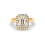 2.00 CT Emerald Cut Halo Diamond Engagement Ring Pave Setting Side stones -18K Yellow