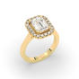 2.00 CT Emerald Cut Halo Diamond Engagement Ring Pave Setting Side stones -18K Yellow