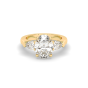 2.00CT Lab Grown Diamonds Oval Cut Centre Pear Shape Cut Side Stone Claw Setting -18K Yellow