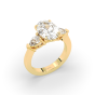 2.00CT Lab Grown Diamonds Oval Cut Centre Pear Shape Cut Side Stone Claw Setting -18K Yellow