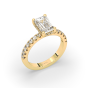 2.00CT Emerald Cut Hidden Halo Pave Setting Diamond Engagement Ring -18K Yellow