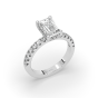 2.00CT Emerald Cut Hidden Halo Pave Setting Diamond Engagement Ring -18K White