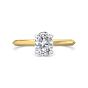 Oval Cut Solitaire Diamond Engagement Ring 4 Claw Setting In a Knife Edge Plain Band -18K Yellow