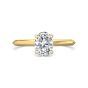 Oval Cut Solitaire Diamond Engagement Ring 4 Claw Setting In a Knife Edge Plain Band -18K Yellow