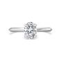 Oval Cut Solitaire Diamond Engagement Ring 4 Claw Setting In a Knife Edge Plain Band -Platinum