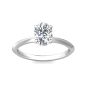 Oval Cut Solitaire Diamond Engagement Ring 4 Claw Setting In a Knife Edge Plain Band -Platinum