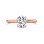 Oval Cut Solitaire Diamond Engagement Ring 4 Claw Setting In a Knife Edge Plain Band -18K Rose