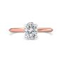 Oval Cut Solitaire Diamond Engagement Ring 4 Claw Setting In a Knife Edge Plain Band -18K Rose